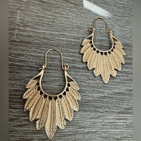Leaf hoop earrings N709 - Picture 1 of 3